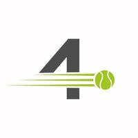 Initiale Brief 4 Tennis Logo. Tennis Sport Logo Symbol Vorlage vektor