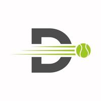 första brev d tennis logotyp. tennis sporter logotyp symbol mall vektor