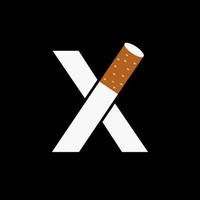 Brief x Rauch Logo Konzept mit Zigarette Symbol. Tabak Logo Vektor