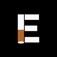 brev e rök logotyp begrepp med cigarett ikon. tobak logotyp vektor