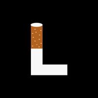 brev l rök logotyp begrepp med cigarett ikon. tobak logotyp vektor