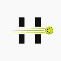 brev h pickleball logotyp symbol. ättikslag boll logotyp vektor mall