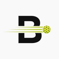 Brief b Pickleball Logo Symbol. Essiggurke Ball Logo Vektor Vorlage
