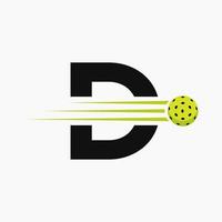 Brief d Pickleball Logo Symbol. Essiggurke Ball Logo Vektor Vorlage