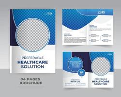 4 sida medicinsk eller sjukvård broschyr mall design vektor