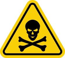Zeichen Gift. Warnung Zeichen giftig Substanzen. Gelb Dreieck Zeichen mit Schädel und gekreuzte Knochen Symbol. Achtung von Vergiftung durch giftig Substanzen. gefährlich Bereich. Gifte unterzeichnen. vektor