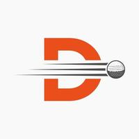 brev d golf logotyp design. första hockey sport akademi tecken, klubb symbol vektor