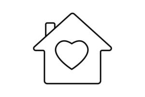 Nächstenliebe Symbol Illustration. Haus mit Herz. Symbol verbunden zu Spende. Linie Symbol Stil. einfach Vektor Design editierbar