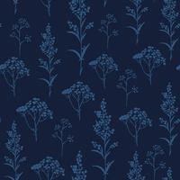 mörk blå blommig mönster vektor