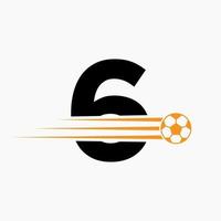 första brev 6 fotboll fotboll logotyp. fotboll klubb symbol vektor