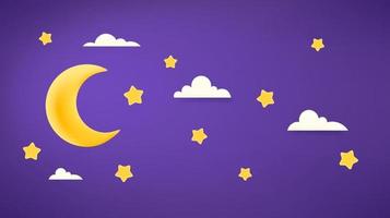 Ramadan Dekoration. Vektor-Banner mit Mond und Sternen. Illustration mit Plastilineffekt vektor