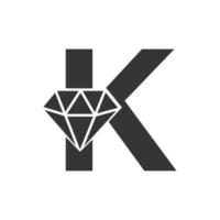 Brief k Diamant Logo Design. Schmuck Logo mit Diamant Symbol Vektor Vorlage