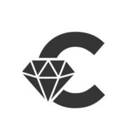 brev c diamant logotyp design. Smycken logotyp med diamant ikon vektor mall