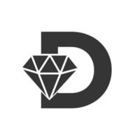 Brief d Diamant Logo Design. Schmuck Logo mit Diamant Symbol Vektor Vorlage