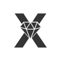 brev x diamant logotyp design. Smycken logotyp med diamant ikon vektor mall