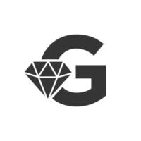 brev g diamant logotyp design. Smycken logotyp med diamant ikon vektor mall