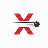 Initiale Brief x Kricket Logo Konzept mit Ball Symbol zum Kricket Verein Symbol vektor