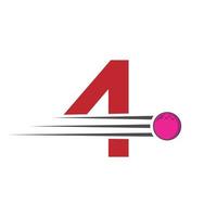Initiale Brief 4 Bowling Logo. Bowling Ball Symbol Vektor Vorlage
