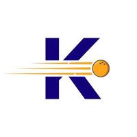 Initiale Brief k Bowling Logo. Bowling Ball Symbol Vektor Vorlage