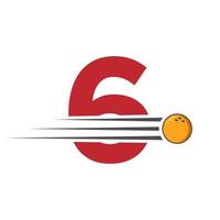 Initiale Brief 6 Bowling Logo. Bowling Ball Symbol Vektor Vorlage
