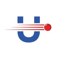 Initiale Brief u Bowling Logo. Bowling Ball Symbol Vektor Vorlage