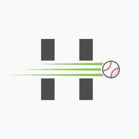 första brev h baseboll logotyp med rör på sig baseboll ikon vektor
