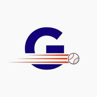 Initiale Brief G Baseball Logo mit ziehen um Baseball Symbol vektor