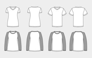översikt kvinnor och män t-shirt falsk upp mall vektor