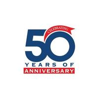 50 Jahre Jahrestag Logo Design. 50 .. Jahrestag Abzeichen Design mit Schleife. Zeichen und Symbol zum feiern Unternehmen oder Geschäft Geburtstag. vektor