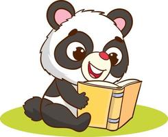 söt panda läsning en bok vektor illustration