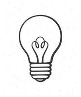ljus Glödlampa. översikt. symbol av aning, ny lösning och kreativitet. vektor illustration. hand dragen skiss. isolerat vit bakgrund. grafisk design för förpackning, skyltar, montrar, textilier