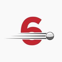 Brief 6 Golf Logo Design. Initiale Eishockey Sport Akademie Zeichen, Verein Symbol vektor