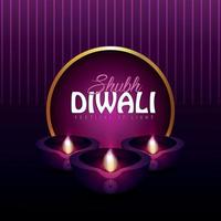 Shubh Diwali Festival der Lichteinladungsgrußkarte mit Diwali Diya vektor