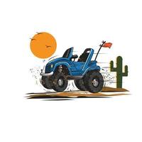 Karikatur Jeep auf das Wüste vektor