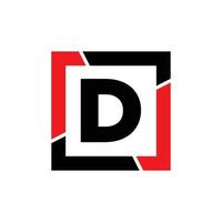d Brief mit rot schwarz Rahmen Monogramm. d Unternehmen Symbol. vektor