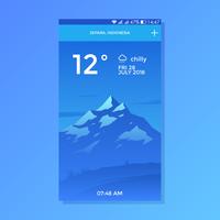 Kühler Gebirgshintergrund-Wetter-APP-Bildschirm-Design-Vektor vektor