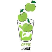hand dra glas av äpple juice och äpplen. friska mat.vektor illustration vektor