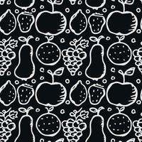 sömlösa fruktmönster. doodle bakgrund med frukt ikoner. frukt bakgrund vektor