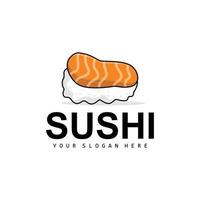 sushi logotyp, japansk mat sushi skaldjur vektor, japansk kök produkt varumärke design, mall ikon vektor