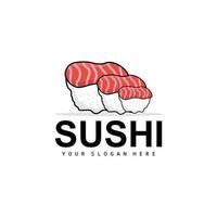 sushi logotyp, japansk mat sushi skaldjur vektor, japansk kök produkt varumärke design, mall ikon vektor