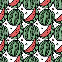 Nahtloses Wassermelonenmuster. Vektor-Doodle-Illustration mit Wassermelone. Muster mit Wassermelone vektor