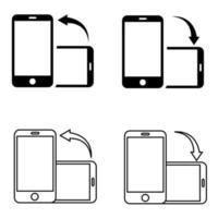 drehen Smartphone isoliert Symbol. Gerät Drehung Symbol. Handy, Mobiltelefon Bildschirm horizontal und Vertikale drehen. vektor