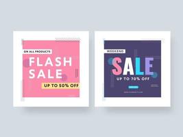 Blitz Verkauf und Wochenende Verkauf Poster Design mit Beste Rabatt Angebot im zwei Farbe Möglichkeit. vektor
