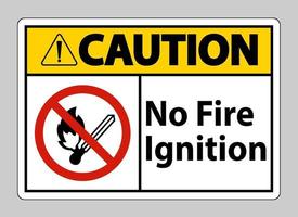 varning inget brandtändningssymboltecken på vit bakgrund vektor