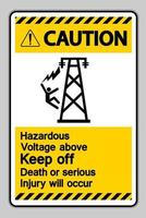 Vorsicht Gefahr Spannung oben Tod oder schwere Verletzungen vermeiden Symbolzeichen auftreten vektor