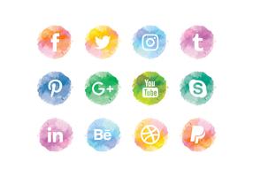Vektor vattenfärg sociala medier ikoner