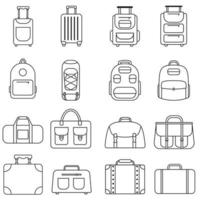 Reise Symbol Vektor Satz. Gepäck Illustration Zeichen Sammlung. Tasche Symbol. Koffer Logo. Rucksack markieren.