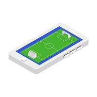 Fußballplatz auf isometrischem Smartphone vektor