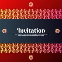 Gruß-Einladungs-Karte mit traditionellen orientalischen und Magnolien-Blüten-Symbolen vektor