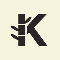 Brief k Bambus Logo Design Symbol Vektor